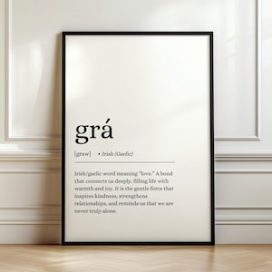 Grá Print: Irish Love Definition Poster, Irish Wall Art