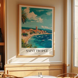 Saint-Tropez Travel Poster,  Saint-Tropez Travel Print, Travel Wall Art, Vintage Travel Poster, City Poster, Retro  Saint-Tropez Poster