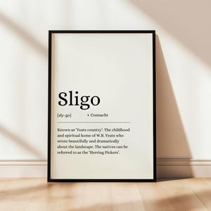 County Sligo Poster, County Sligo Print, Irish Wall Art, Irish Counties, Digital Print, Digital Poster, Irish County, Definition, Irish Gift
