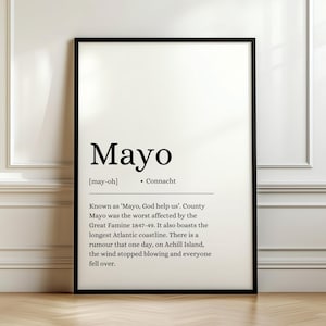 County Mayo Poster, County Mayo Print, Irish Wall Art, Irish Counties, Digital Print, Digital Poster, Irish County, Definition, Irish Gifts