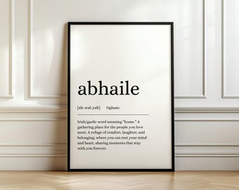 Abhaile Poster, Abhaile Print, Irish Wall Art, Irish Gifts, Definition Poster, Digital Poster, Digital Print , Irish Quote, Digital, Gaeilge