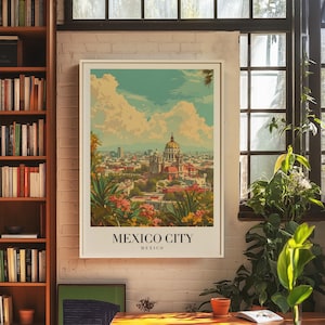 Affiche de voyage de Mexico, impression de voyage de Mexico, art mural de voyage, affiche de voyage vintage, affiche de la ville, affiche de Mexico, impression du Mexique