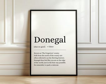 County Donegal Poster, County Donegal Print, Dictionary Print, Wall Art, Vintage Dictionary Print, Irish County Print, Irish County Poster