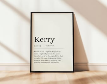 County Kerry Poster, County Kerry Print, Irish Wall Art, Irish Counties, Digital Print, Digital Poster, Irish County, Definition, Irish Gift
