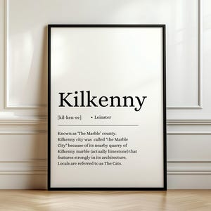 County Kilkenny Poster, County Kilkenny Print, Irish Wall Art, Irish Counties, Digital Print, Digital Poster, Irish County, Definition, GAA