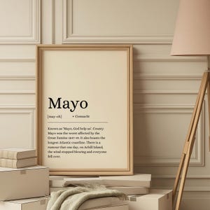 County Mayo Poster, County Mayo Druck, irische Wandkunst, irische Grafschaften, Digitaldruck, digitales Poster, Irish County, Definition, irische Geschenke