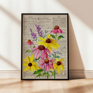 Flower Poster, Flower Print, Encyclopedia Print, Vintage Wall Art, Dictionary Poster, Dictionary Print, Sunflower Print, Sunflowers Poster