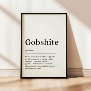 Gobshte Poster, Gobshte Print, Irish Wall Art, Irish Gifts, Digital Print, Digital Poster, Funny Irish Definition, Definition Print, Irish