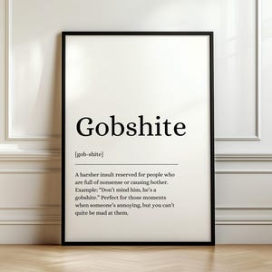 Gobshte Poster, Gobshte Print, Irish Wall Art, Irish Gifts, Funny Irish Poster, Gift for Friend, Funny Irish Definition, Irish Slang
