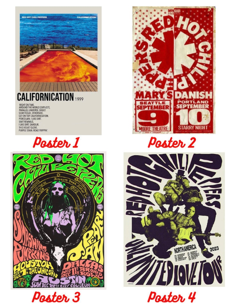 Red Hot Chili Peppers Poster, Aesthetic Music Poster, Vinatge Poster