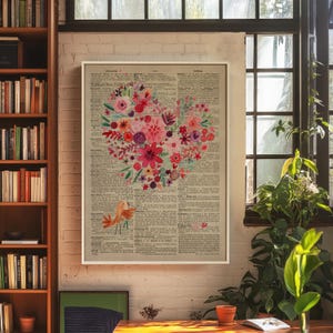 Poster di fiori, stampa di fiori, stampa di enciclopedia, arte murale vintage, poster di dizionario, stampa di dizionario, stampa di uccelli, poster botanico