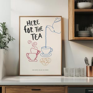 Tea Poster, Tea Print, Kitchen Wall Art, Cafe Decor, Cafe Poster, Retro ...