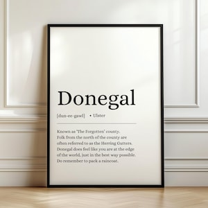 County Donegal Poster, County Donegal Print, Irish Wall Art, Irish Counties, Digital Print, Digital Poster, Irish County, Definition, Irish