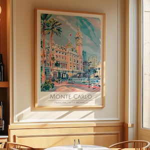 Monte Carlo Vintage Reiseposter: Französische Riviera Kunstdruck