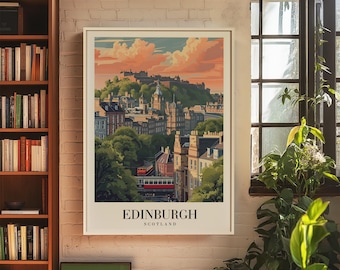Edinburgh Travel Poster,  Edinburgh Travel Print, Travel Wall Art, Vintage Travel Poster, City Poster, Retro Edinburgh Poster,