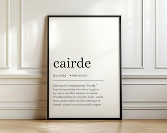 Cairde Poster, Cairde Print, Irish Wall Art, Irish Gifts, Definition Poster, Digital Poster, Irish Quote, Digital Print, Gaeilge, Irish Gift