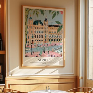 Seville Travel Poster, Seville Travel Print, Travel Wall Art, Vintage Travel Poster, City Poster, Retro Seville Poster, Seville Poster