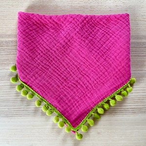 Pink Dog Bandana with pompoms