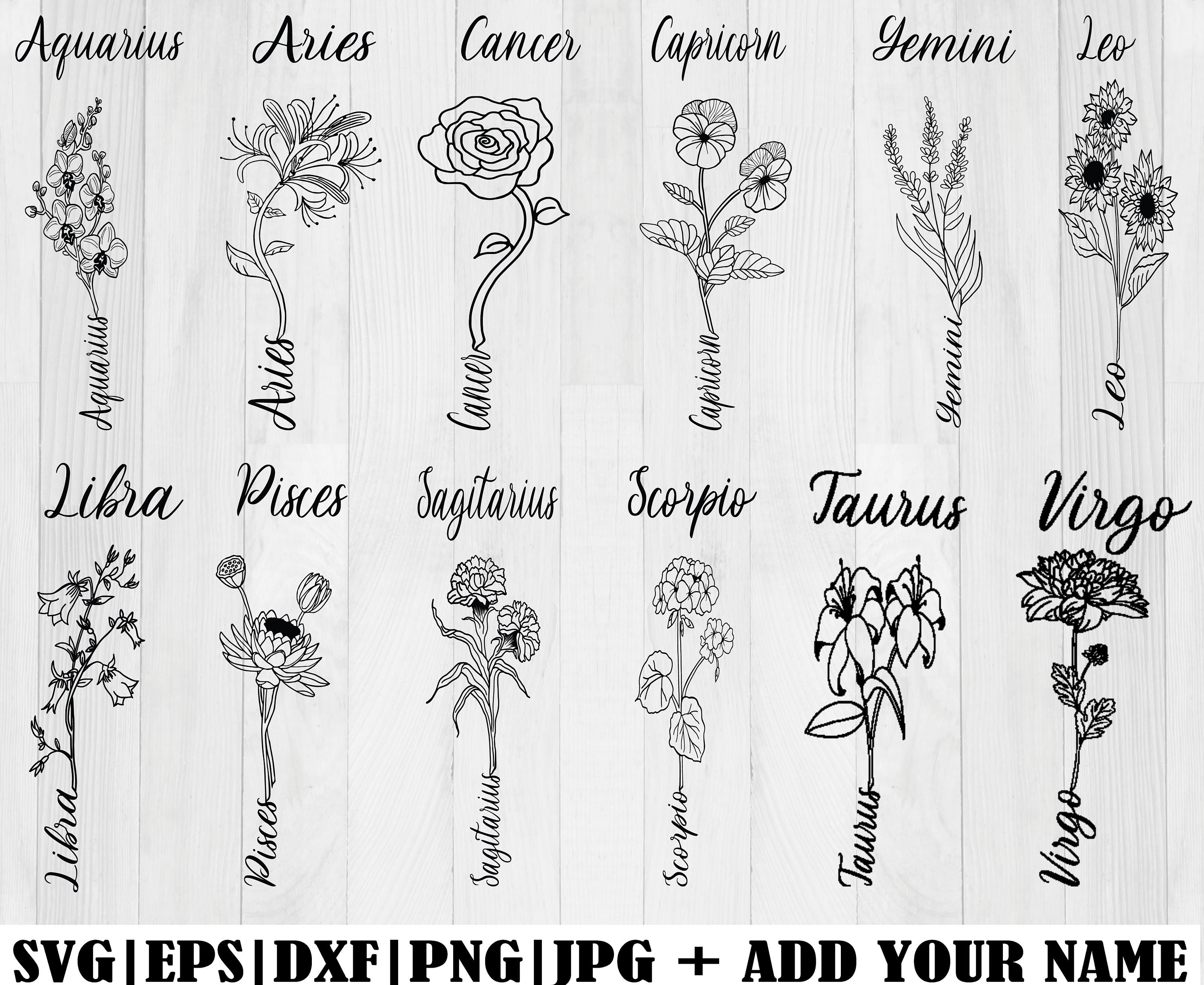 Birth Month Flowers Svg, Birth Flowers Name Svg, Dxf, Png, Jpg, Flower