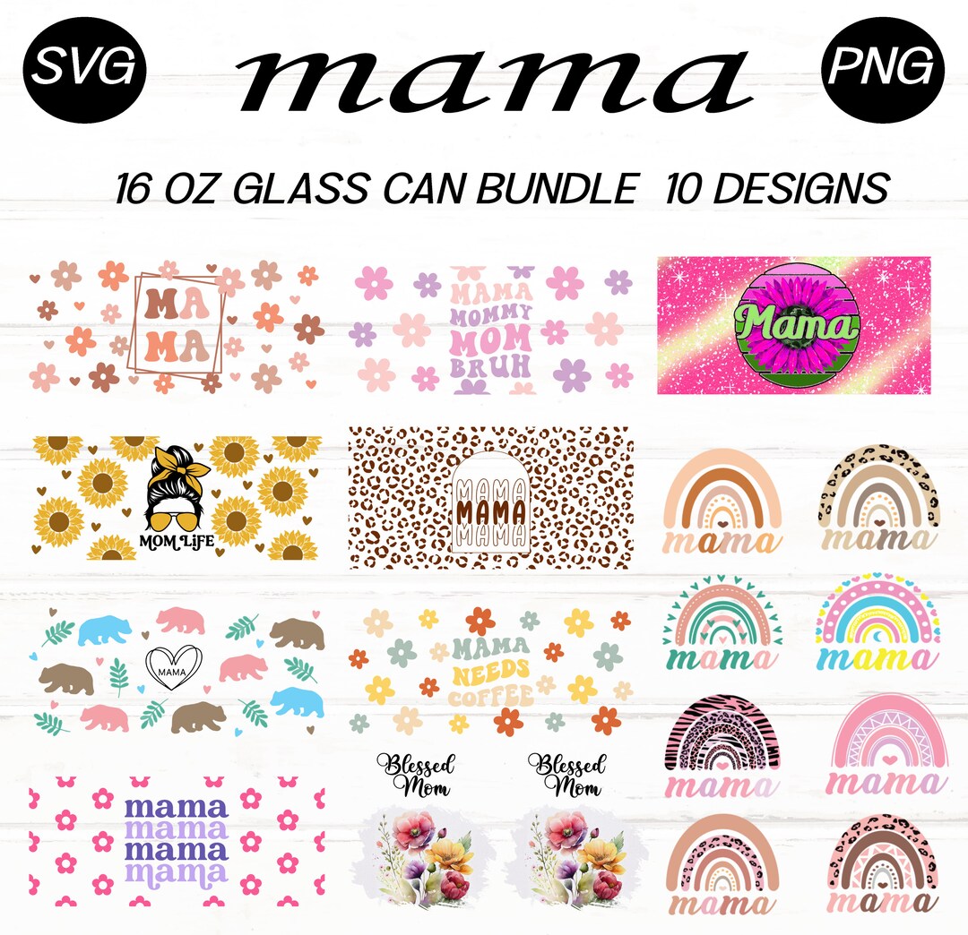 Mama Glass Can Svg Bundle, Retro Mama Can Wrap Svg, Mama Bear Svg, Mama Leopard Print Can Svg ...