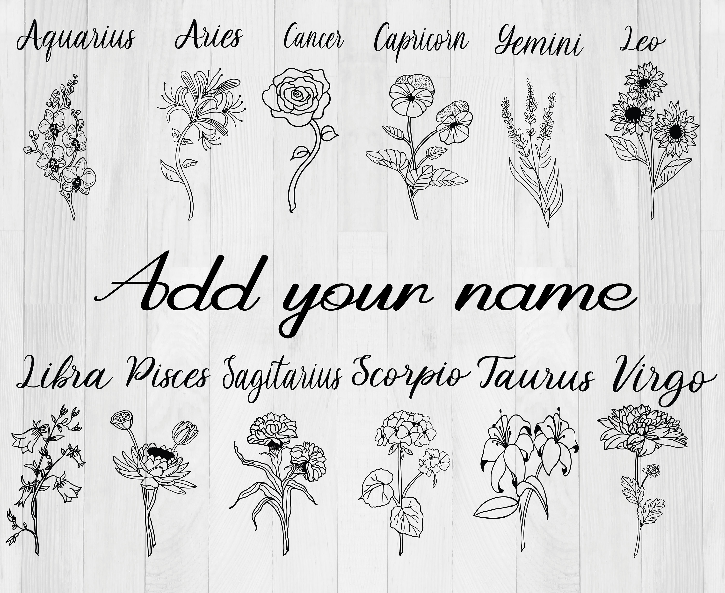Birth Month Flowers Svg, Birth Flowers Name Svg, Dxf, Png, Jpg, Flower