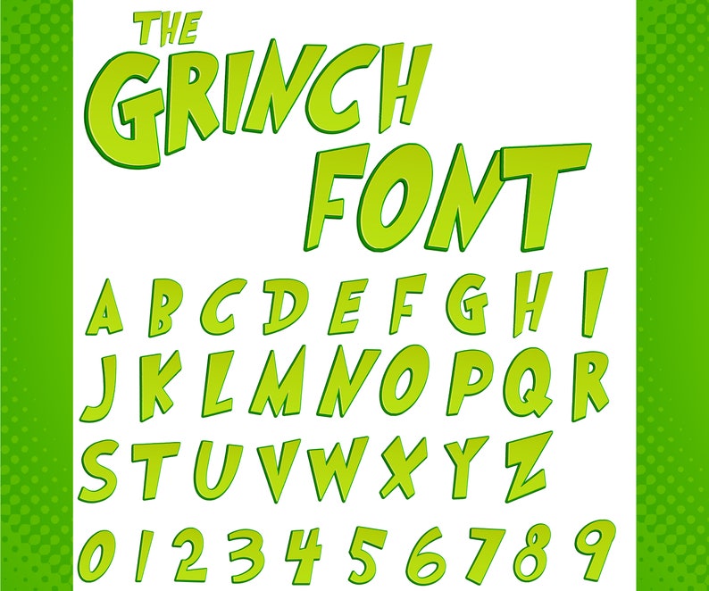 Grinch Font Svg Svg Font Alphabet Svg Green Character Font - Etsy