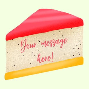 Tranche de gâteau Stracciatella avec fichier de téléchargement de message personnalisé pour cartes de vœux et articles de fête