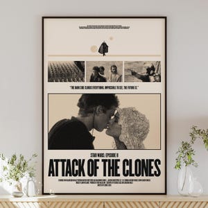 STAR WARS: Attack of the Clones poster digital download, minimalist art, mid-century modern, vintage style, retro home decor, Count Dooku