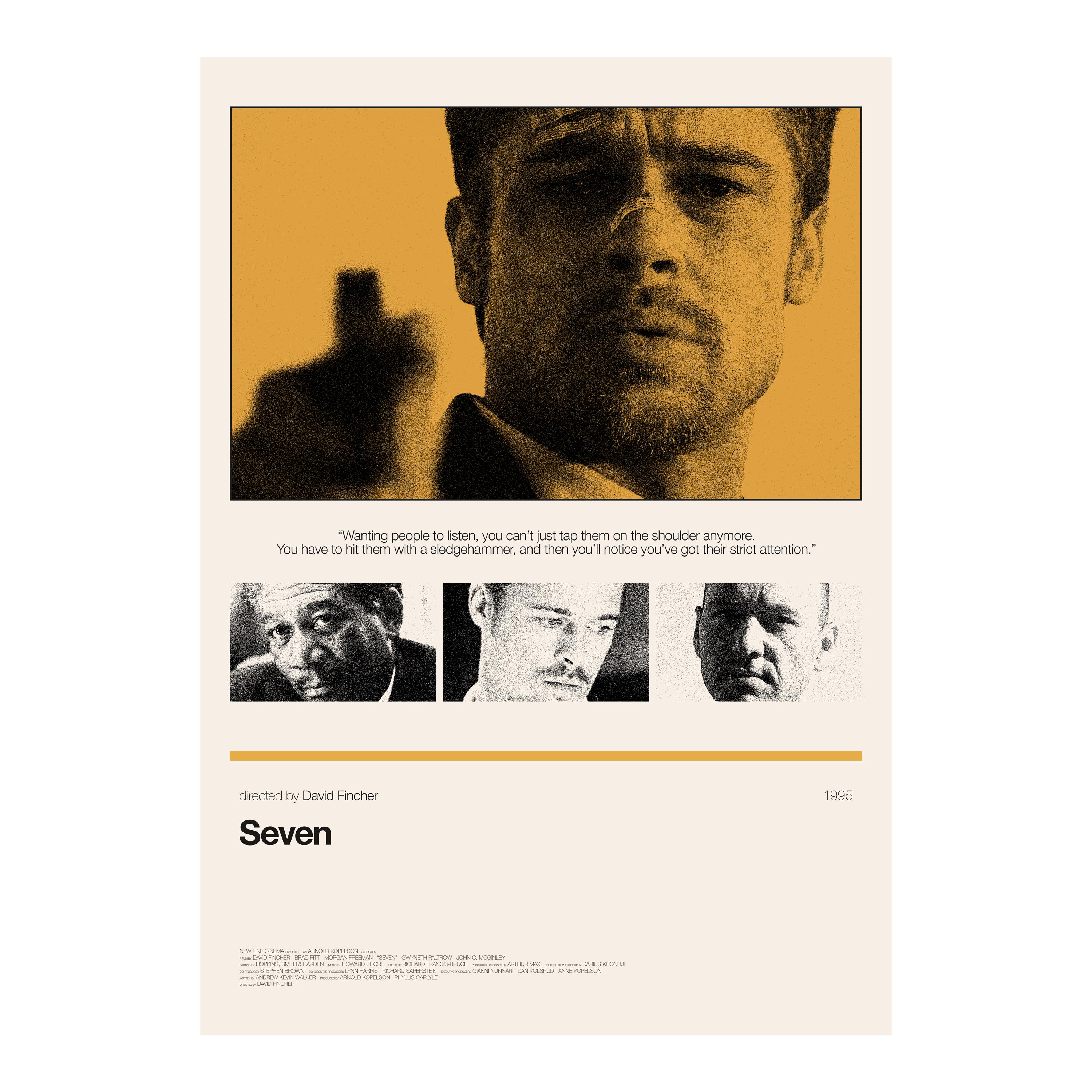 SEVEN Poster Digital Download, Minimalist Wall Art, Mid-century