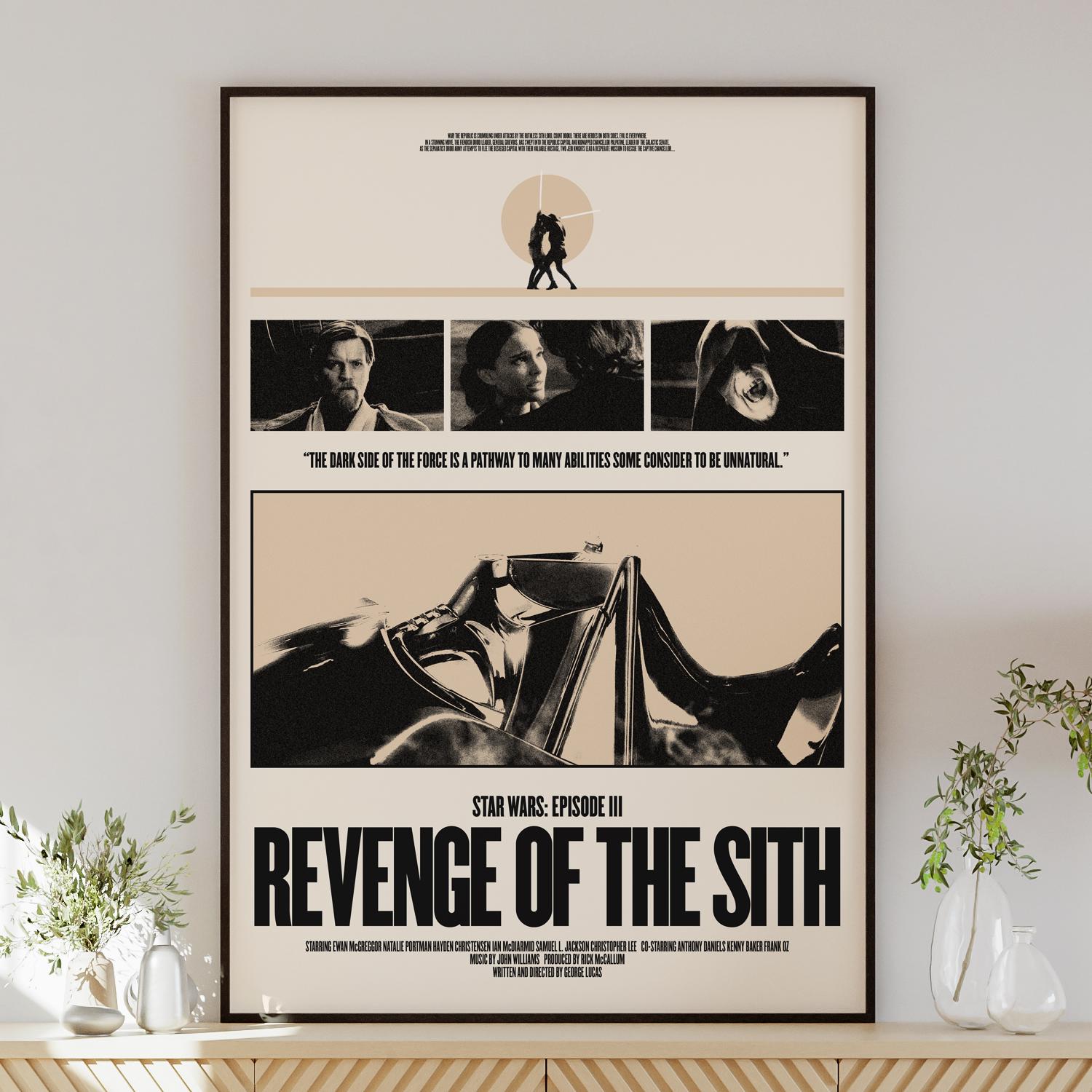 STAR WARS: Revenge of the Sith poster digital download, minimalist art, mid-century modern, vintage style, retro home decor, Darth Vader