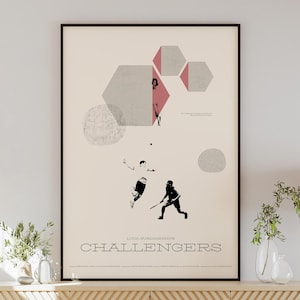 CHALLENGERS movie poster, minimalist wall art, vintage style, retro home decor, digital poster, Zendaya