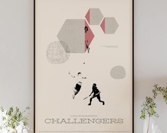 CHALLENGERS movie poster, minimalist wall art, vintage style, retro home decor, digital poster, Zendaya