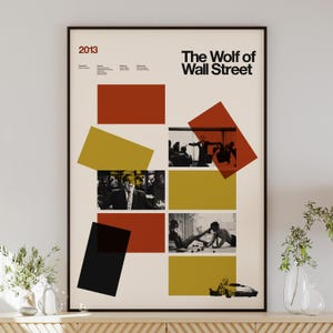 The WOLF of WALL STREET movie poster, minimalist wall art, vintage style, retro home decor, digital poster, Leonardo DiCaprio