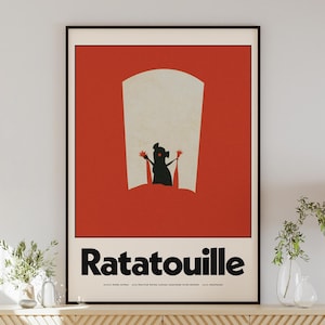 RATATOUILLE poster digital download, modern animated movie print, kids room and kitchen decor, Pixar wall art, Disney, Remy and Linguini image 1