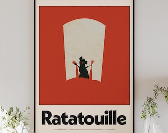 Póster digital de RATATOUILLE, lámina moderna de película de animación, decoración para habitaciones infantiles y cocinas, arte mural de Pixar, Disney, Remy y Linguini.