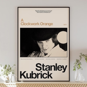A CLOCKWORK ORANGE poster digital download, minimalist wall art, mid-century modern, vintage style, retro home decor, Stanley Kubrick