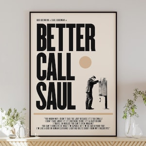 Poster BETTER CALL SAUL en téléchargement numérique, art mural minimaliste, style Mid-Century moderne, vintage, décoration d'intérieur rétro, Bob Odenkirk