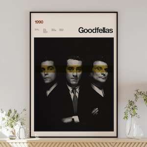 GOODFELLAS movie poster, minimalist wall art, vintage style, retro home decor, digital poster, Ray Liotta, Joe Pesci, Robert de Niro