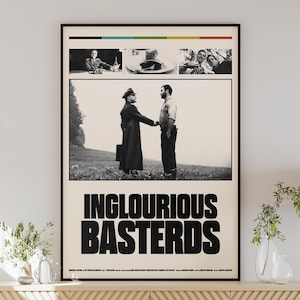 Plakat filmowy INGLOURIOUS BASTERDS, minimalistyczna sztuka ścienna, styl vintage, wystrój domu retro, plakat cyfrowy, Quentin Tarantino