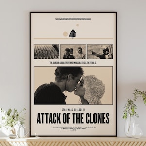 STAR WARS: Attack of the Clones poster digital download, minimalist art, mid-century modern, vintage style, retro home decor, Count Dooku