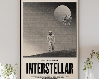 INTERSTELLAR poster digital download, minimalist wall art, mid-century modern, vintage style, retro home decor, Christopher Nolan