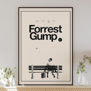 FORREST GUMP Filmplakat, minimalistische Wandkunst, Vintage-Stil, Retro-Wohnkultur, digitales Plakat, Tom Hanks