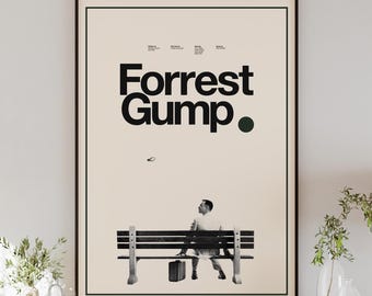 FORREST GUMP movie poster, minimalist wall art, vintage style, retro home decor, digital poster, Tom Hanks