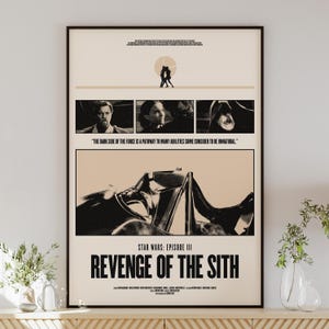 STAR WARS: La vendetta dei Sith, poster digitale da scaricare, arte minimalista, stile moderno di metà secolo, stile vintage, arredamento retrò, Darth Vader