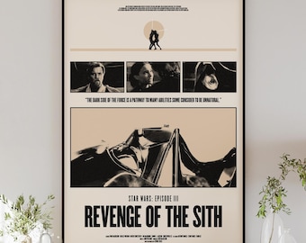 STAR WARS: Revenge of the Sith poster digital download, minimalist art, mid-century modern, vintage style, retro home decor, Darth Vader