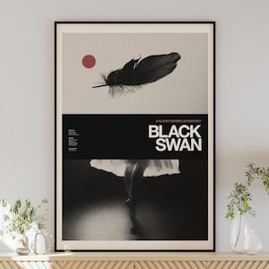 BLACK SWAN movie poster, minimalist wall art, vintage style, retro home decor, digital poster, Darren Aronofsky