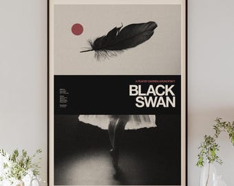 BLACK SWAN movie poster, minimalist wall art, vintage style, retro home decor, digital poster, Darren Aronofsky