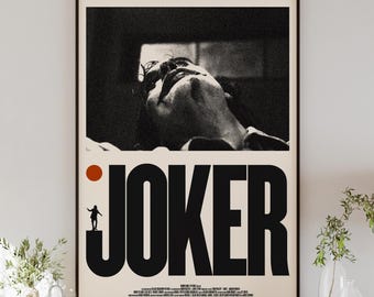 Póster digital de Joker, arte minimalista, estilo vintage de mediados de siglo, Arthur Fleck, Joaquin Phoenix, DC.