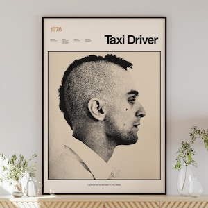 TAXI DRIVER poster digital download, minimalist wall art, mid-century modern, vintage style, retro home decor, Robert De Niro, Scorsese