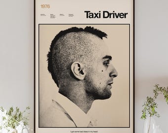 TAXI DRIVER poster digital download, minimalist wall art, mid-century modern, vintage style, retro home decor, Robert De Niro, Scorsese